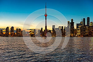 Toronto city skyline at sunset, Ontario, Canada