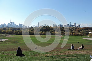 Toronto cityscape visible from downtown Riverdale Park