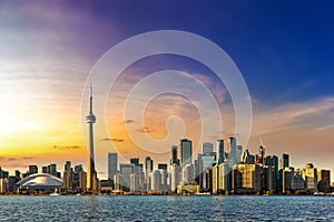 Toronto and CN Tower at sunset