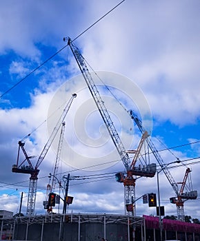 Toronto construction cranes in skyline