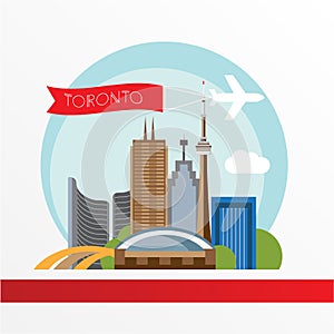 Toronto detailed silhouette. Trendy vector illustration, flat style.