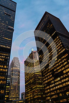 Toronto Financial District at dusk