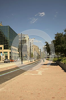 Toronto harborfront walkin area and building