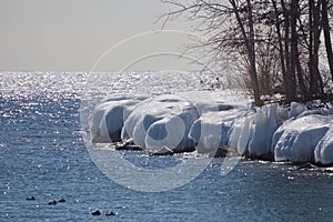 Toronto lake frozen shoreline