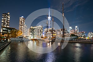 Toronto Night Skyline from Marina Quay