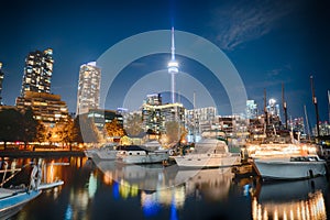 Toronto Night Skyline from Marina Quay