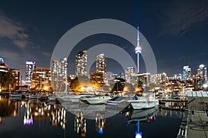 Toronto Night Skyline from Marina Quay