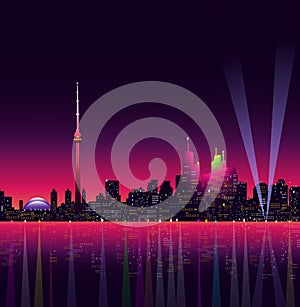 Toronto at Night - Vector illustration