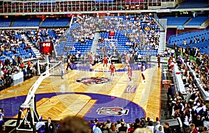 The Toronto Raptors play the Atlanta Hawks during their first NBA season at the Skydome