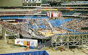 The Toronto Raptors play the Atlanta Hawks during their first NBA season at the Skydome