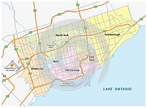Toronto road and administrative map