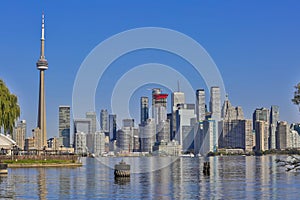 Toronto`s skyline over Lake Ontario