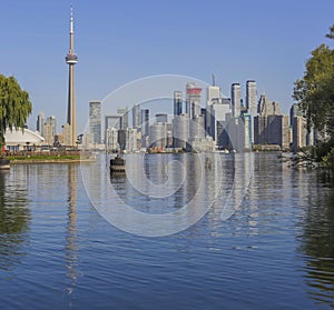 Toronto`s skyline over Lake Ontario