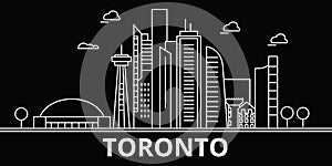 Toronto silhouette skyline. Canada - Toronto vector city, canadian linear architecture, buildings. Toronto travel