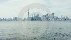 Toronto Skyline with cloudy sky at dusk. Dream Effect. Ontario,