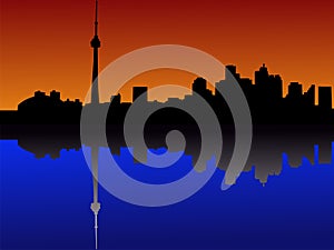 Toronto skyline at dusk