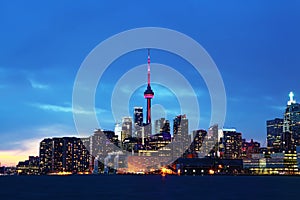 The Toronto skyline at dusk