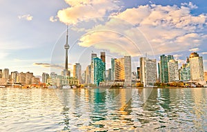 Toronto skyline at dusk