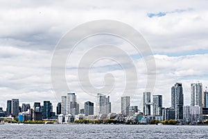 Toronto skyline with modern tall financial buildings in the background. Skyscrapers in Toronto