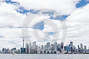 Toronto skyline with modern tall financial buildings in the background. Skyscrapers in Toronto