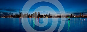 Toronto skyline panorama over lake