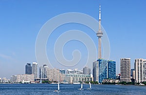 Toronto skyline with sailboats