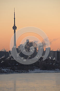 Toronto skyline subzero February day