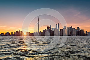 Toronto skyline at sunset