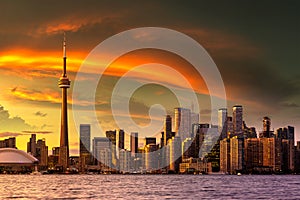 Toronto skyline at sunset, Canada