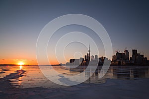 Toronto Skyline Sunset in the Winter