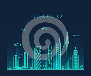 Toronto skyline trendy vector illustration linear