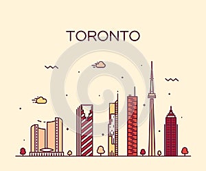 Toronto skyline trendy vector illustration linear