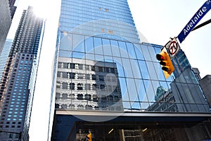 Toronto Skyscaper, reflexion building with Traffic light and sunshine