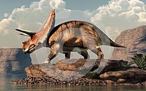 Torosaurus by a Lake