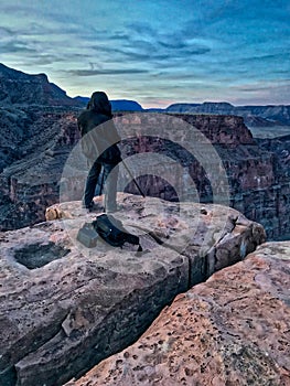 Man on the edge. Toroweap overlook of Grand Canyon National Par photo