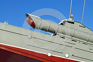 Torpedo boat (fragment), monument to Baltic seamen. Kaliningrad, Russia