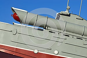 Torpedo boat (fragment), monument to Baltic seamen. Kaliningrad, Russia