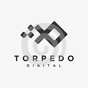 Torpedo digital logo vector, modern black and white