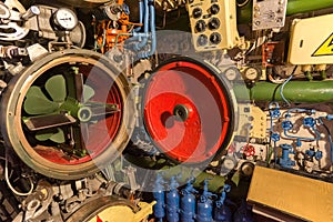 the torpedo room on a combat submarine