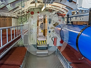 Torpedo room in a submarine