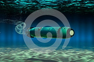 Torpedo Underwater, 3D rendering