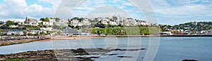 Torquay seafront aerial panorama image. English riviera with cafe\'s, bars.
