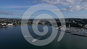 Torquay, Torbay, South Devon, England: DRONE VIEWS: Torquay Marina, boats and trawlers