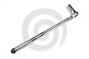 A torque wrench in a white background