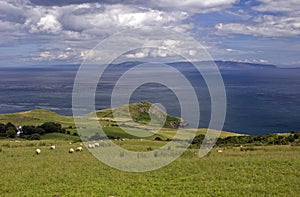 Torr Head and across the sea to the Mull of Kintyre Scotland, Antrim Coast