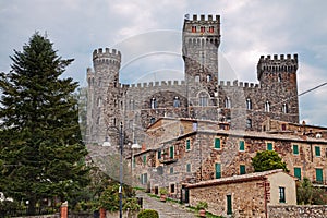 Torre Alfina, Viterbo, Lazio, Italy: view of the ancient village with the medieval castle