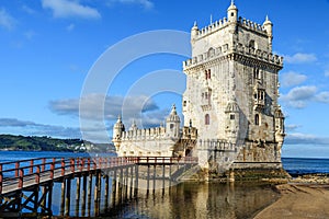 Torre de Belem - famous landmark of Lisbon , Portugal