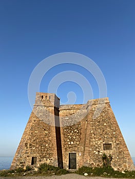 Torre de Macenas on Mojacar beach, Almeria, Spain.