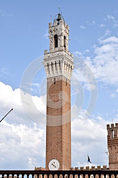 Torre de Mangia, old medieval bell tower in Siena