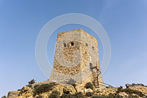 The Torre de Santa Elena watchtower above the town of la Azohia in Murcia